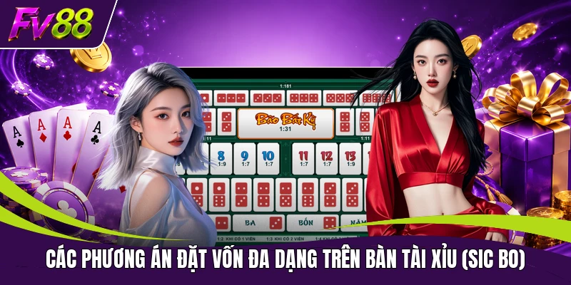 Các phương án đặt vốn đa dạng trên bàn Tài Xỉu (Sic Bo)